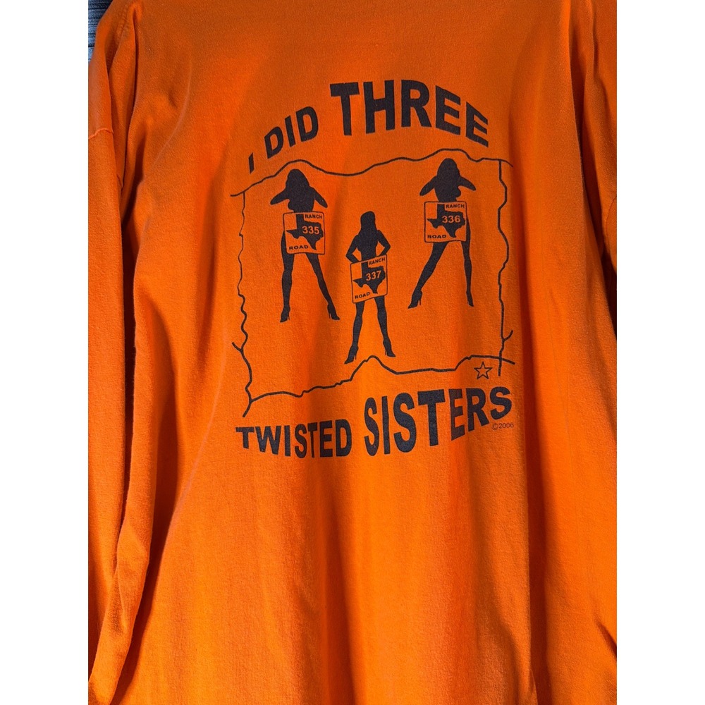 Gildan Frio Canyon Motorcycle Stop Three Twisted Sisters Texas Orange XL 2006